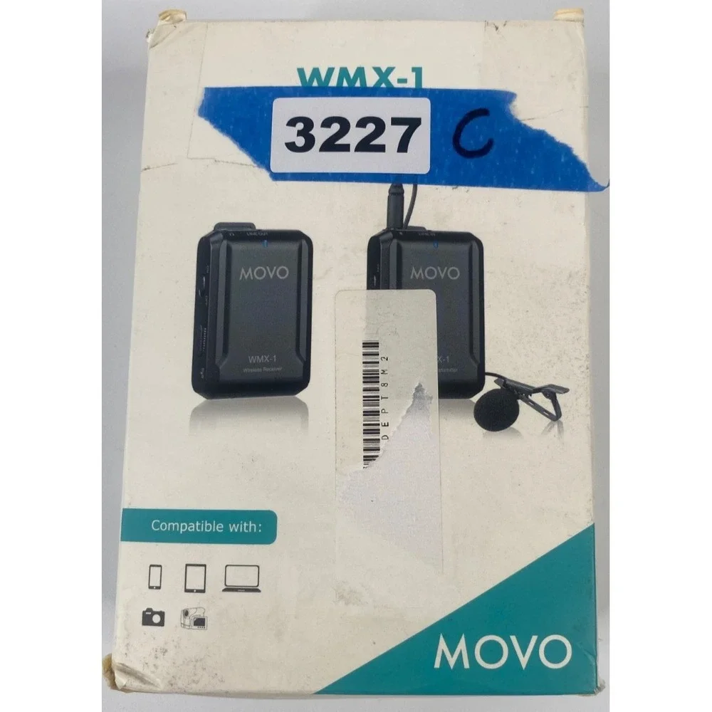 Movo WMX-1 Wireless Lavalier Microphone System for DSLR Smartphone Camera Black